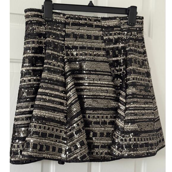 Muse by Marchesa Sequin Metallic Skirt Black Gold A-Line Cocktail NWT Size 10 - Picture 1 of 7